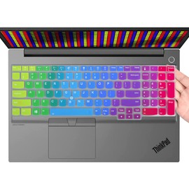 Colorful Keyboard Cover for 15.6" Lenovo ThinkPad E15 Gen 4/3/2 T15 T15p T15g L15 Gen 2 1 P51s P52 P52s P53 P72 P73/ThinkPad E580 E590 E595 L580 L590/ThinkPad T570 T575 T580 T590, Rainbow