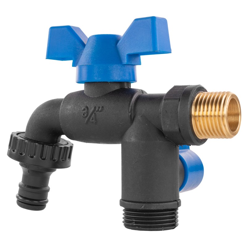 Double Outlet Ultra Tough Nylon Garden tap,Butterfly Handle,1/2" bsp Inlet