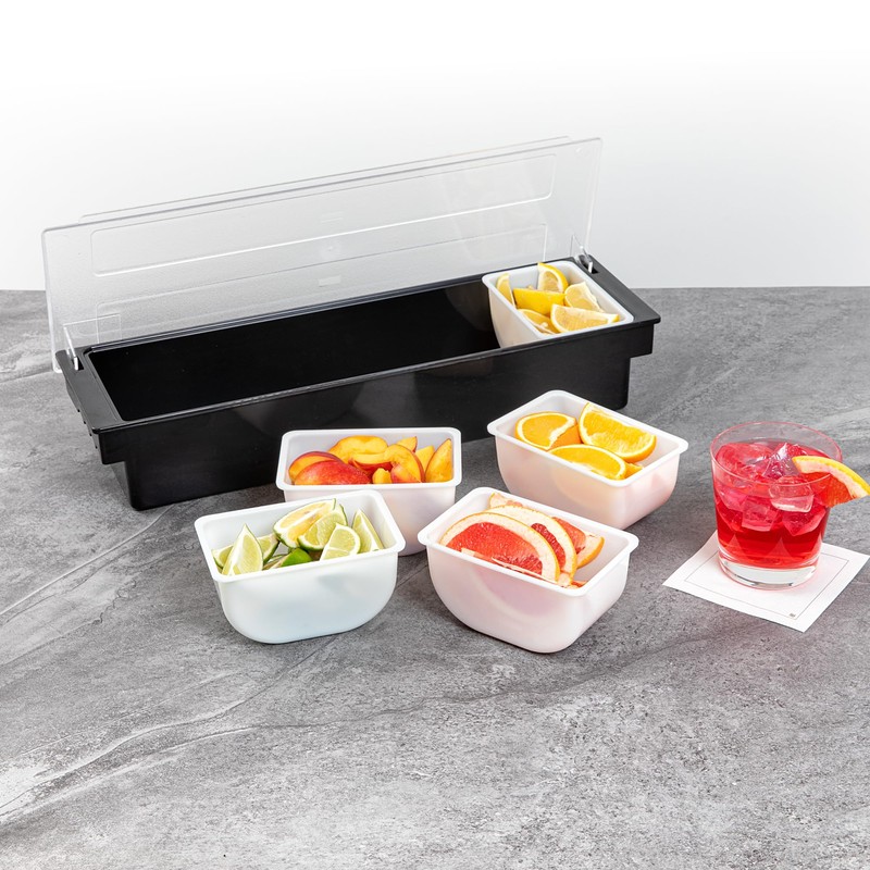 Restaurantware Bar Lux 1.2 Pint White Plastic Condiment Caddy Insert