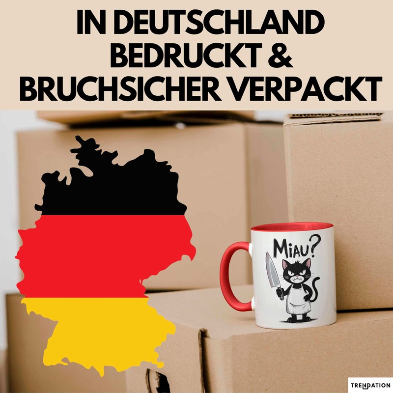 Sarkastische Katze Tasse Geschenk Lustige Geschenkidee Miau (Rot)
