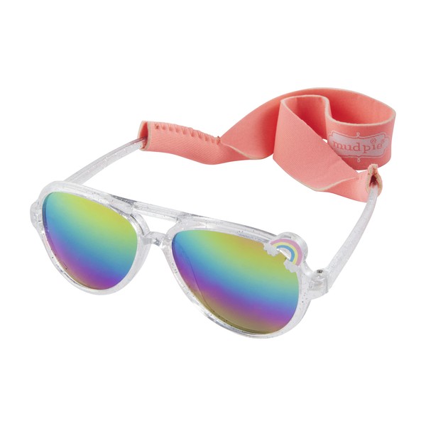 Mud Pie Girls Aviator Baby Sunglasses with Strap Set, 0-2