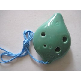 Ceramic Ocarina Soprano C Cute apple green color - Easy to learn to play