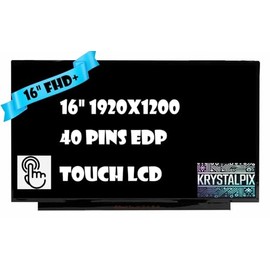 New KrystalPix LCD Display FITS- Replacement Touch LCD for BOE NV160WUM-T02 LCD Screen 16" FHD+ 40 Pins 60Hz LED Display Touch Panel (for Touch Screen Only)