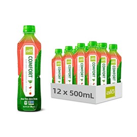 Alo Comfort Watermelon and Peach Aloe Vera Juice Drink, 16.9 Fluid Ounce - 12 per case.