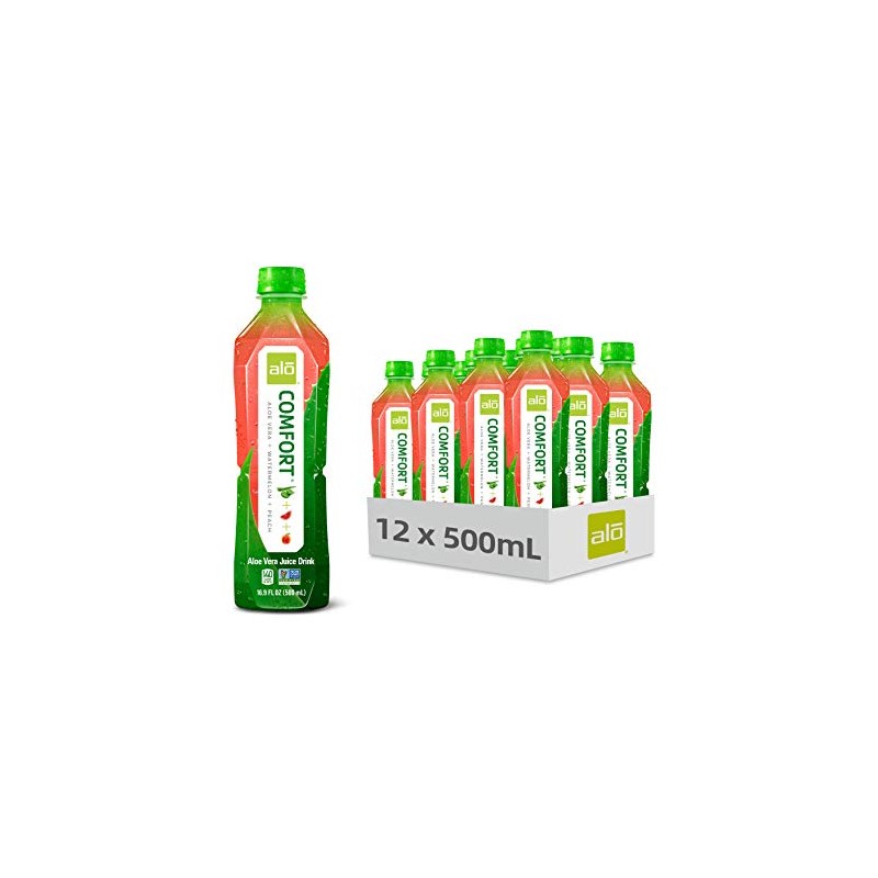 Alo Comfort Watermelon and Peach Aloe Vera Juice Drink, 16.9