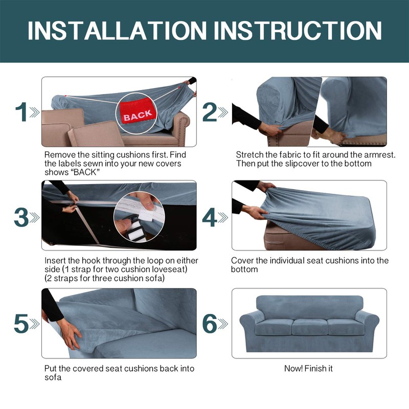 FantasDecor 4 Piece Sofa Cover Stretch Luxury Thick Velvet Sofa