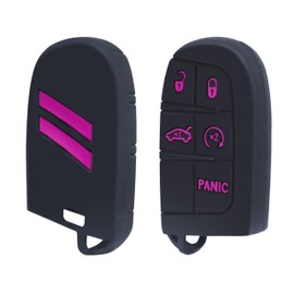 YOSRTER A Pack Silicone Key Fob Cover Protector 5 Buttons Keyless Fit for Dodge Accessories Key Shell for Challenger Charger Durango Journey Dart（Rose Red Trim）