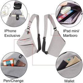 OSOCE Shoulder Bags Men's Waterproof Mini Bum Bag Multiple Pockets Shoulder Bag Anti-Theft Sling Bag Crossbody Bag Backpack for Men and Women Father's Day Gift, 1.0 grey l, 1.0 grey l