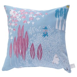 Quarter Report (MOOMIN) Moomin Cushion Cover Here I Am, Sax Approx. 17.7 x 17.7 Inches (45 x 45 cm), 100% Cotton, Zipper Closure [Made in Japan]