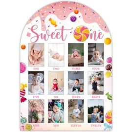 SIXEIGHT My First Year Photo Board, Sweet One Baby Milestone Signs, 12 Months Wooden Picture Frame, Nursery Gender Neutral Gifts for Girl Boy, Best Gifts for 1st Birthday Baby Shower Decorations-A08