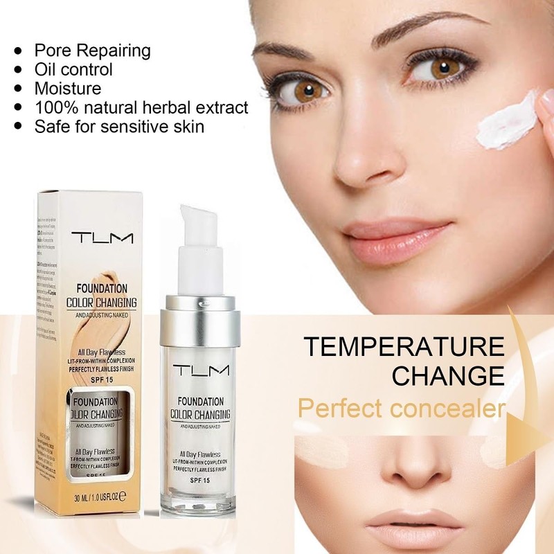 TLM Color Changing Foundation, Moisturizing Warm Skin Flawless Full Coverage