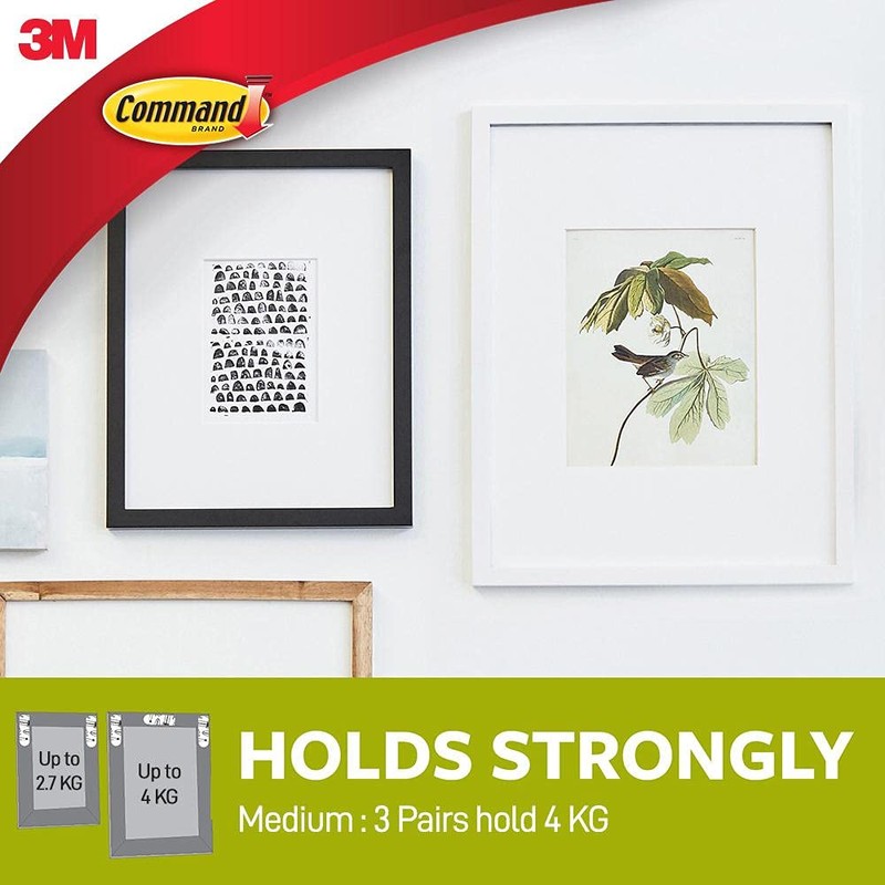 Command, MMM172014PKES, Medium Picture Hanging Strips, 8 / Pack, White