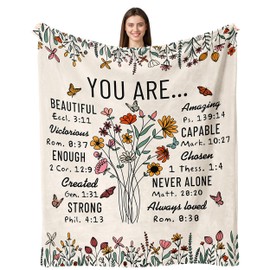 Sulpoie Christian Birthday Gifts for Women Faith, Christian Throw Blanket for Women 60"x50", Inspirational Religious Spiritual Gifts
