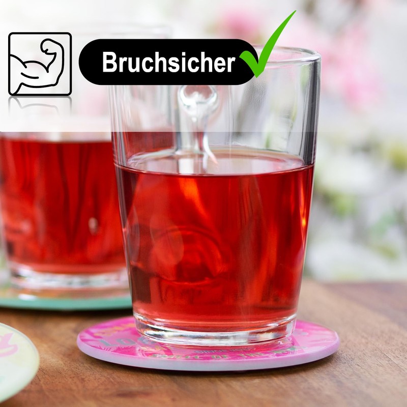 com-four® 8 x Glass Coasters for Drinks - Round Drinks
