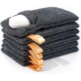Antimbee Paquete De 6 Bolsas De Jabón Exfoliante De Bolsillo, Exfoliante De Esponja Áspera Para El Baño O La Ducha, Barra De Malla, Bolsa De Espuma De Jabón 6 Unidades (Paquete De 1) Gris
