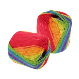 OHPHCALL 2 Rolls Cotton Thread for DIY Knitting Super Soft Rainbow Crochet Accessories for Hand Craft Projects Durable and Comfortable Knitting Thread for Creative DIY Enthusiasts