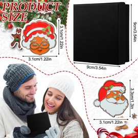 Yinkin 2 Pcs Christmas Black Santa Face Brooch Pins African American Black Santa Claus Enamel Lapel Pin Holiday Xmas Santa Claus Couple Lapel Pin with Gift Box for Women Men Ornament