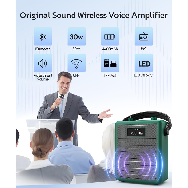 40W Powerful Wireless Voice Amplifier for Teachers, Bluetooth Speaker PA