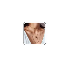 Cimenexe Bohemian Layered Moon Pendant Necklace Gold Crescent Choker Vintage Satellite Chain Necklace Jewelry for Women and Girls