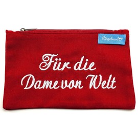 Cosmetic Bag/Make up Bag/Wash Bag/Cosmetic Bag Makeup Pouch Case Toiletry Bag Make-Up Bag The Woman of the world Red White Embroidery 12 x 20 cm 100% Cotton Fair Trade Ring SUSE