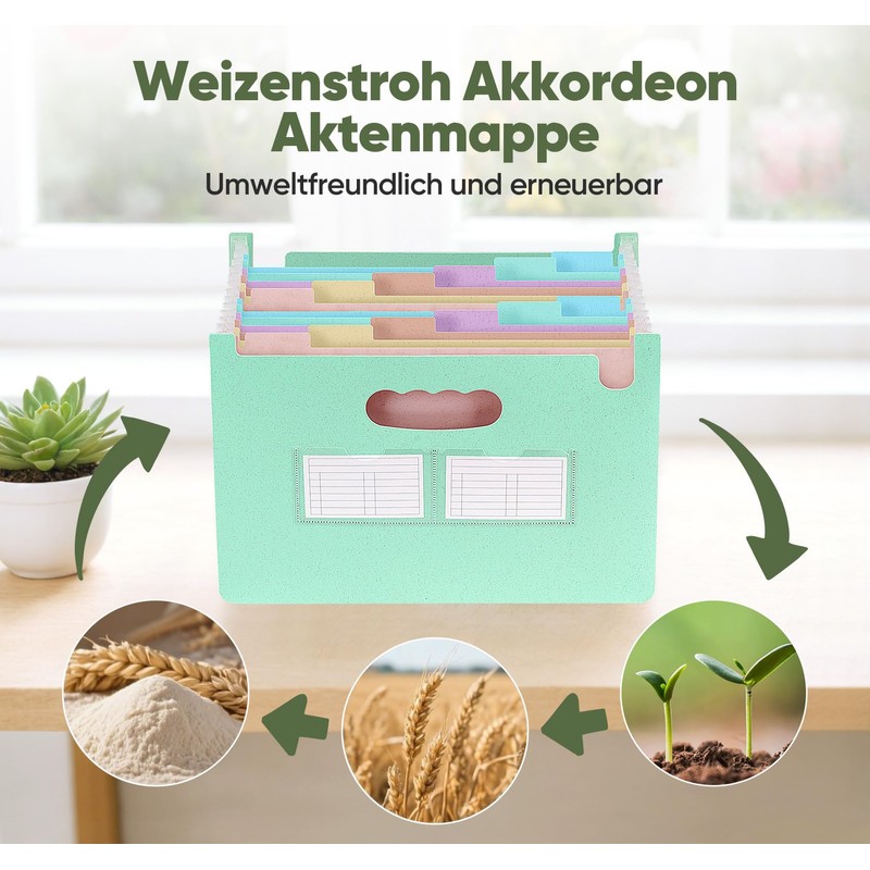 Wheat Straw Document Folder A4, ElitVita Expanding Folder with 12