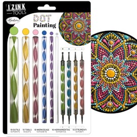 Aladine 80811 Kit Outils de Dot Painting 10 Accessories & 14 Attachments for Mandalas, Pebble Painting, Wood, Fabric, Canvas Dotting Dots, Creative Hobby-80811, Multi-Colour, Loisirs Créatifs