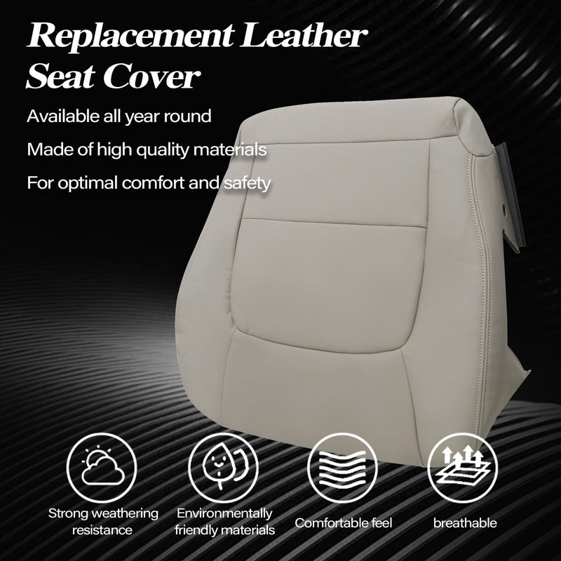 SecosAutoparts Ivory Tan Front Driver Side Bottom Microfiber Leather Seat