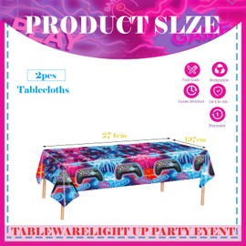 2Pcs Video Game Party Table Cloth,137*274cm Gaming Player Party Tablecloths Game Party Plastic Table Cover for for Kids Boys Girls Gaming Birthday Decorations,Game Theme Birthday Party Supplies