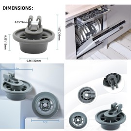 611475 Dishwasher Lower Rack Wheel Assembly For Bosch Siemens Neff Beko Dishwasher Lower Rack Roller Replacement #bsh-00611475 1559847 AH3477735 AH8727387 - Grey, 6 Pack