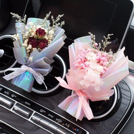 Pink Mini Dried Flowers Bouquet for Car Air Vent Clips, Car Air Outlet Perfume Decoration, Air Fresheners Car Air Fresheners Interior Accessories Decorations Automotive