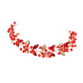 SM SunniMix Bride Wedding Hair Vine Decoration Novelty Hair Pieces for Dressing up Carnivals, Red