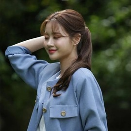 Women's ponytail bundled hair wig part wire curl perm two-tone brown / 여성 포니테일 묶음머리 가발 부분 와이어 씨컬펌 투톤브라운