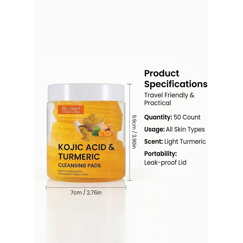 Discos Limpiadores Exfoliantes de Cúrcuma y Ácido Kójico para Rostro