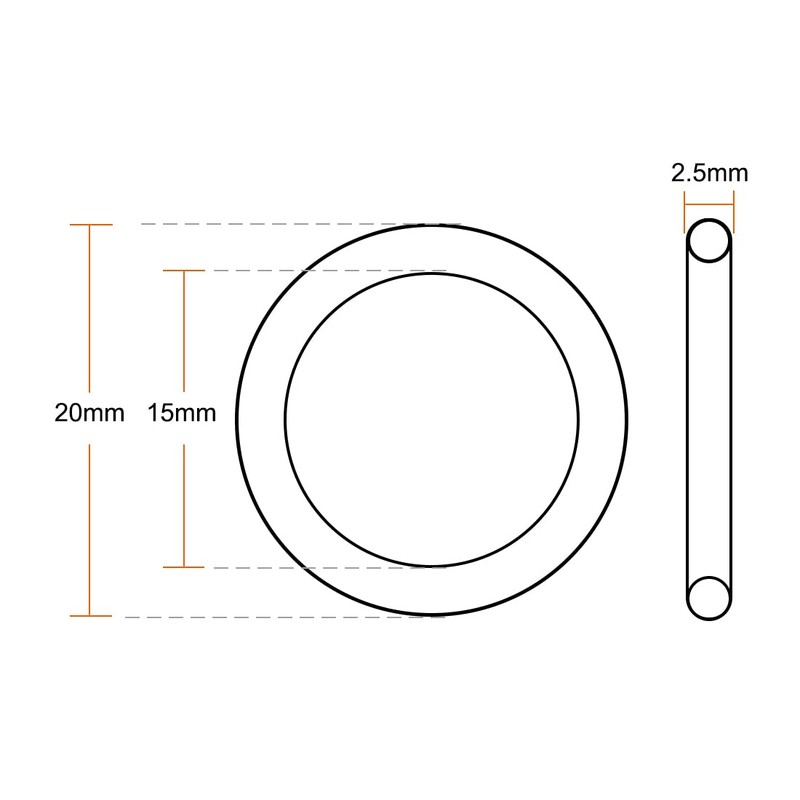 sourcing map Pack of 10 Fluororubber O-Rings 20 mm OD