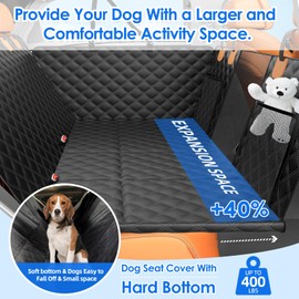 Back Seat Extender for Dogs with Hard Bottom/Large Space, Waterproof Dog Car Seat Cover Holds 400lbs, Sturdy Nonslip Pet Backseat Hammock for Cars/SUV