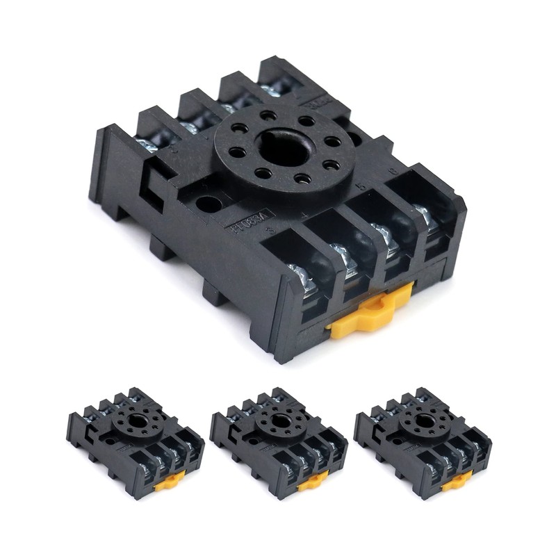 QWORK 8 Pins Relay Socket, 4 Pack 600 V 10