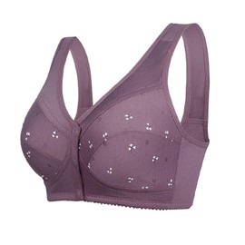 YVIVMEIE Womens Daisy Bra Front Closure Sports Bras Beauty Back Full Coverage Comfor Easy Close Bra Front Buckle Corset Purple