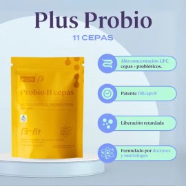 B-FIT Plus Probio 60 Cápsulas - 11 Cepas y 60 Billones de Probióticos - Tecnología Vcaps - Capsulas veganas - Sin gluten - Apoyo Digestivo