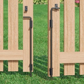 TIBEGOLD 24" Heavy Duty Cane Bolt Gate Drop Rod, Extra Thick Gate Ground Latch Hardware for Wood PVC Vinyl Metal Fences Gates, Wrought Iron Doors Stopper Gate Latches, Black Finish, 2 Pack