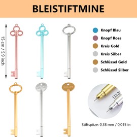 YiJiuBa Vintage Key Pen, 6 Pieces Key Shape Pen, Beautiful Gel Pen, Black Pen with Fine Tip for School, Office, Stationery, Home and School Supplies Party Bags for Children