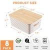 8 Pack Small Plastic Storage Bins with Bamboo Lids, Stackable