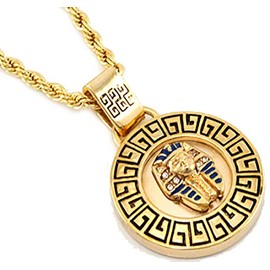 GIFTS INFINITY King TUT Pharaoh Set Pendant Hip Hop 24" Rope Chain (Gold)
