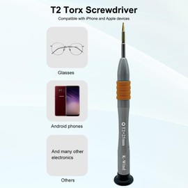 Torx Screwdriver T2 for PSP2000 PSP3000 Toy Computer Phone Electronics Device Maintenance, S2 High Alloy Steel Head, Magnetic Tip, Rotating Cap, Anti-slip Grip, 6 Point Star Screwdriver