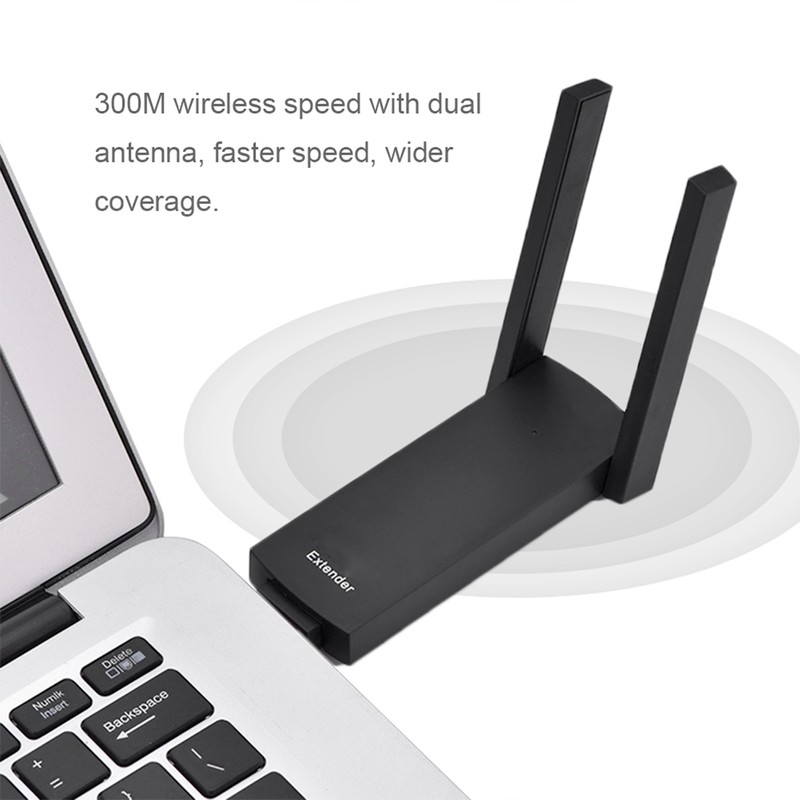 Portable 300M Dual Antenna USB WiFi Signal Range Extender Wireless