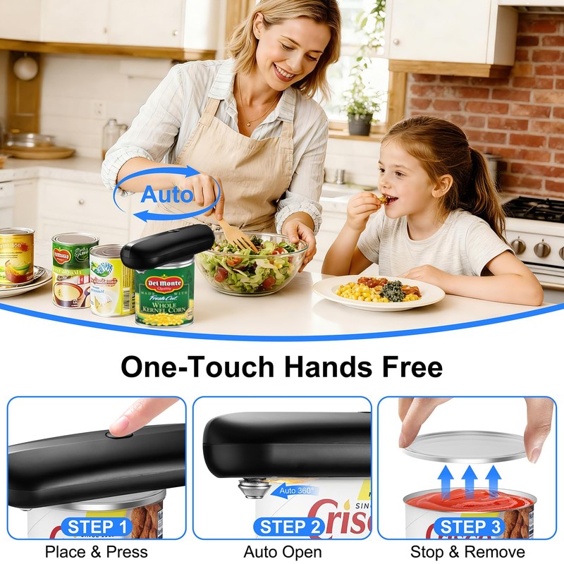 Electric Can Opener, Automatic Hands-Free Can Opener with Smooth Edge,