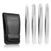 Upmore Upmore 4x Pinzette Set Edelstahl - Silbrig Augenbrauenpinzette Set