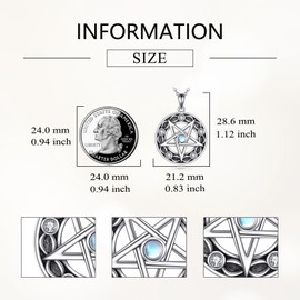 JBAERD Pentacle Necklace 925 Sterling Silver Wicccan Pentacle Pendant Necklace Witch Pentagram Jewelry Gifts for Women, Sterling Silver, No Gemstone