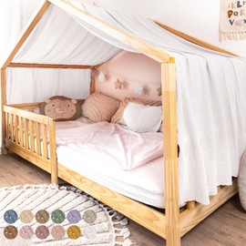 lilimaus House Bed Canopy [White] Bed Canopy House Bed Made of 100% Cotton Muslin Handmade - Fabric Canopy for House Bed Decoration Girls and Boys - Canopy for House Bed Children - Bed Curtain