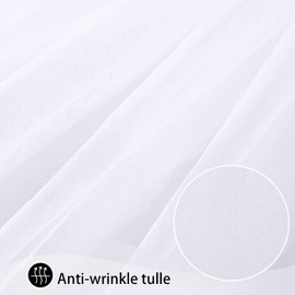 White Tulle Table Skirt for Rectangle Tables 6FT Table Skirting 2 Layer Birthday Party Tutu Table Cloth for Baby Shower Party Supplies
