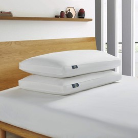 Serta 233 Thread Count White Feather Goose Down Fiber Side Sleeper 2 Pack Pillow, King